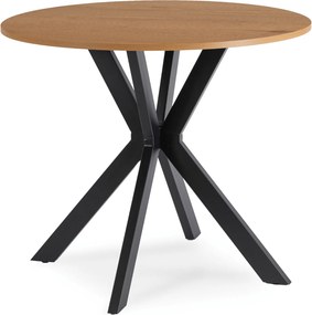 Okrągły stół industrialny Lauren 90 cm, dąb złoty/czarny