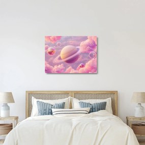 Obraz na szkle - Różowa planeta (70x50 cm)