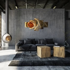 Obraz - Abstrakcyjne róże w ognistych kolorach (125x70 cm)