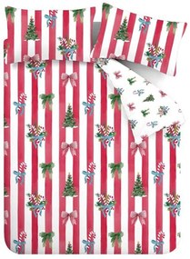 Czerwono-biała pościel dwuosobowa 230x220 cm Christmas Stripe – Catherine Lansfield