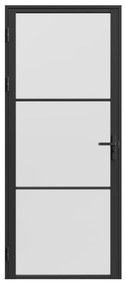 Drzwi kompletne dwustronne z aluminium i matowego szkła hartowanego - wys. 204 x szer. 83 cm - Czarny - MASERU