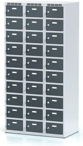 Alfa 3 Szafka skrytkowa S6, 30 schowków, 1800 x 900 x 500 mm, zamek cylindryczny, drzwi ciemnoszare