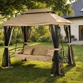 Huśtawka Ogrodowa CARMEN Beżowa/Czarna Nowoczesna