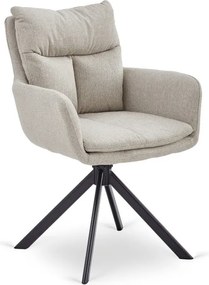 Krzesło Tapicerowane Obrotowe do Salonu PAUL Beżowe Nowoczesne