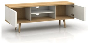 Biała szafka pod TV w dekorze dębu 140x52 cm Alana – Støraa