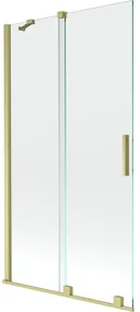 Mexen Velar parawan nawannowy 2-skrzydłowy rozsuwany 100 x 150 cm, transparent, złoty szczotkowany - 896-100-000-01-55