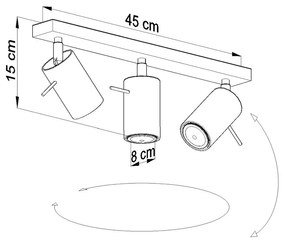 Szara lampa sufitowa Nice Lamps Etna, dł. 45 cm