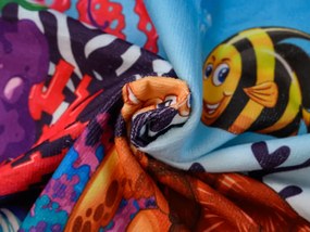 Poncho dziecięce ŻÓŁW I RYBKI niebieskie 60 x 90 cm Rozmiar: 60 x 90 cm