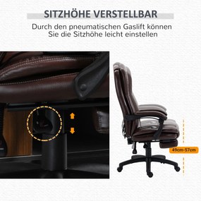 Vinsetto Fotel biurowy ergonomiczny z masażem regulowane siedzisko brązowy 68x68x119-127 cm | Aosom PL