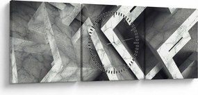 Abstrakcyjny obraz kostek (z zegarem) (90x30 cm)