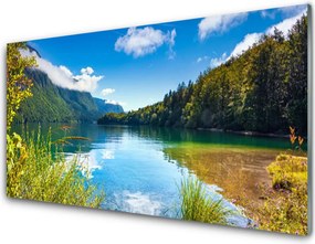 Panel Szklany Kryształowe Jezioro w Objęciach Gór