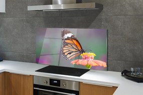 Panel Szklany Detal: Motyl i Kwiat