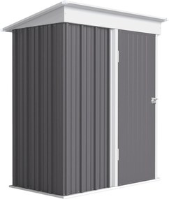 Outsunny Szopa ogrodowa, zewnętrzna szopa z blachy falistej, design ściany, regulowane półki, zamykane drzwi, szary