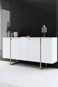 Drewniany kredens "Luxe" - 160 x 35 x 80 cm - Białe złoto