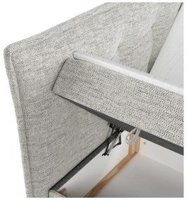 Jasnoszare łóżko boxspring ze schowkiem 160x200 cm Sinai – Maison de Rêve