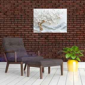 Obraz na szkle – Eleganckie drzewo życia 3D (70x50 cm)