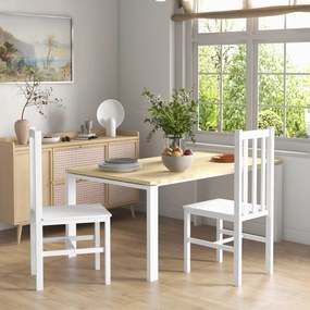 HOMCOM Zestaw 2 krzeseł kuchennych drewnianych sosnowych białych do jadalni 38x47x99 cm | Aosom PL