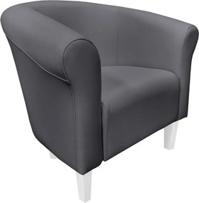 Fotel Milo tkanina Eko-skóra elegancki fotel do salonu i gabinetu : Kolor nogi - Biała, Kolor tkaniny - EKO-SKÓRA - 23D, Wysokość nogi - 15 cm