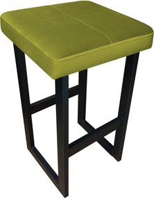 Hoker ALEX krzesło barowe tkanina Welur podstawa metalowa : Kolor Stelaża - Czarny , Kolor tkaniny - VELVET - BL75, Wysokość - 60 cm