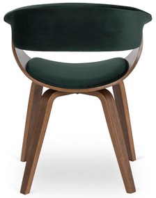 Krzesło Tapicerowane Z Drewna Giętego Do Jadalni GARY Zielone/Orzech Welurowe Nowoczesne Loft