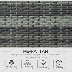 Leżak ogrodowy podwójny dla 2 osób regulacja oparcia 5 stopni metal rattan PE szary wygodny | Aosom PL