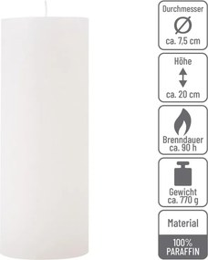 Zestaw świec rustykalnych, 20 cm, Ø 7,5 cm, biały, 2 szt.