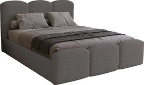 Łóżko tapicerowane 140x200 cm Capri - pojemnik, stelaż metalowy - tkanina boucle, szary (Lambi 12)