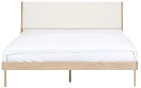 Białe/naturalne łóżko dwuosobowe z litego drewna dębowego 140x200 cm Fawn – Gazzda