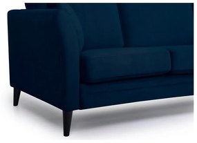 Ciemnoniebieska aksamitna sofa Scandic Eden, 237 cm