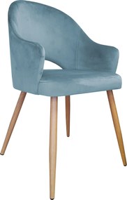 Krzesło Velvet tkanina Welur noga metalowa krzesło tapicerowane premium : Kolor nogi - Dąd stożek, Kolor tkaniny - VELVET - BL06, Typ siedziska - Siedzisko stałe