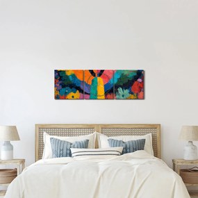 Obraz - Abstrakcyjny anioł z kwiatami (z zegarem) (90x30 cm)