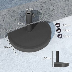 Podstawa do parasola Outsunny z betonu, półokrągła, uchwyt na parasol, ciężarek dla parasola 34/38/48mm