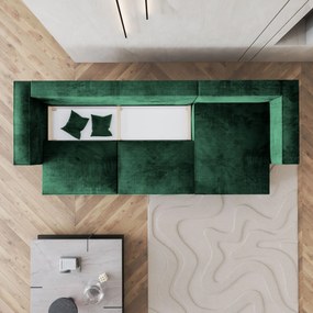 Masseno Narożnik TOLMO z funkcją spania i pojemnikiem na pościel Narozniki L, Rozkładana sofa - Butelkowa zieleń, MONOLITH 37
