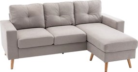 HOMCOM Sofa narożna 3-osobowa, w wyglądzie lnu, Chaiselongue odwracalne, 193x136x85 cm, Jasnoszary | Aosom PL
