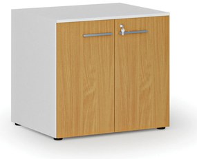 Szafa biurowa z drzwiami PRIMO WHITE, 800 x 640 x 735 mm, biały/buk