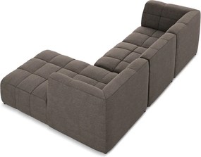 Brązowy narożnik z materiału bouclé (prawostronny/z szezlongiem) Aloha – Makamii