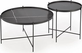 Komplet czarnych okrągłych stolików kawowych - B6-E26
