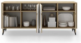 Biała niska komoda w dekorze dębu 185x79 cm Nola – Marckeric