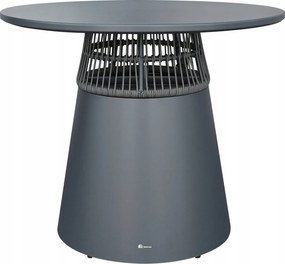 Stół ogrodowy aluminiowy okrągły 90 cm ze stylowym plecionym oplotem szary