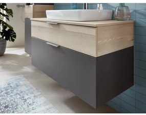 Szara/w naturalnym kolorze wisząca szafka bez umywalki w dekorze sosny 53x101 cm Quickset 394 – Pelipal