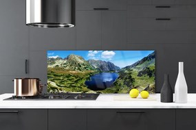 Panel Szklany do Kuchni Panorama Wysokich Gór nad Wodą