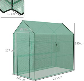 Outsunny Zastępcza plandeka do tunelu ogrodniczego, odporna na warunki atmosferyczne, odporna na UV, 140 x 213 x 190 cm, Zielona
