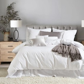 Biała pościel w paski Adamaszek bawełniany