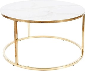 Ława SABINE 80x80 biały marmur/złota