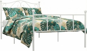 Białe pojedyncze łóżko metalowe 90x200 cm N6-M79