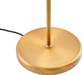 Lampa stojąca brązowa z białym kloszem i regulowaną lampką do czytania - Ladas