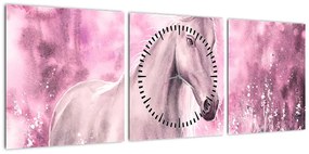 Obraz - Malowany koń (z zegarem) (90x30 cm)