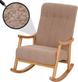 Fotel bujany MCW-K10,  taupe, stelaż naturalny