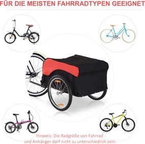 HOMCOM Przyczepka Rowerowa Bagażowa Transportowa 130x77x65cm Czerwona Czarna | Aosom PL