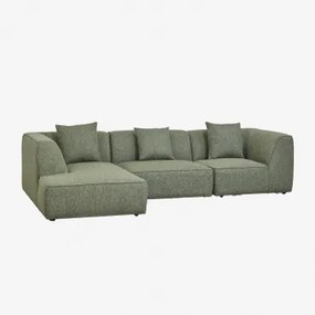 Sofa Modułowa Cardea Tapicerowana 3-częściowa Lewostronna Z Leżanką Bouclé Salvia Zieleń - Sklum
